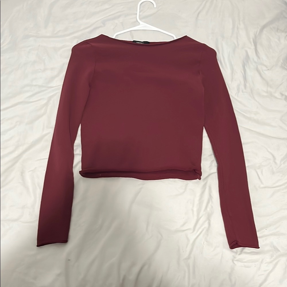 Women's Long Sleeve Top - Burgundy